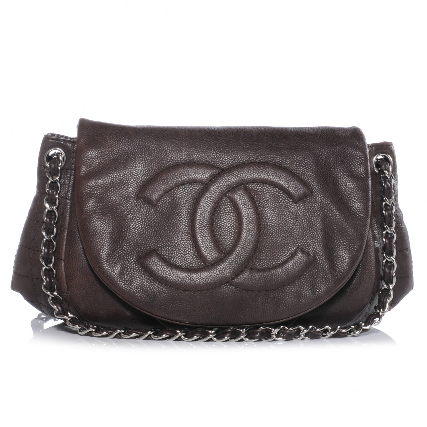 Chanel Caviar Half Moon Large Flap Dark Brown 1 of 7