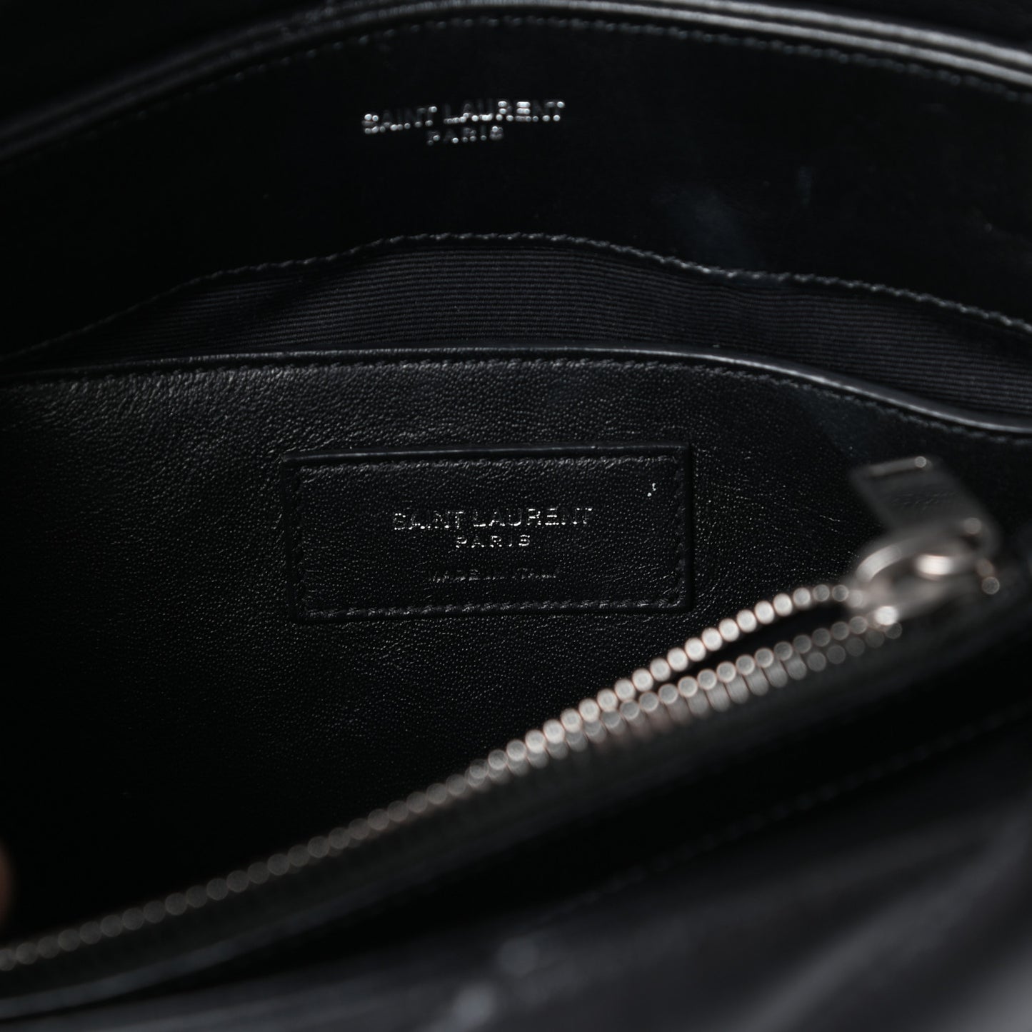 Calfskin Y Quilted Monogram Small Loulou Chain Satchel Black