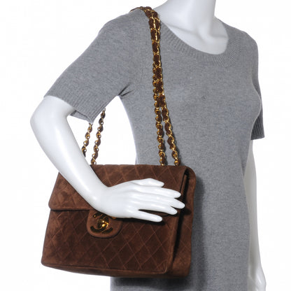 Chanel Suede Quilted Jumbo Flap Brown 2 of 8