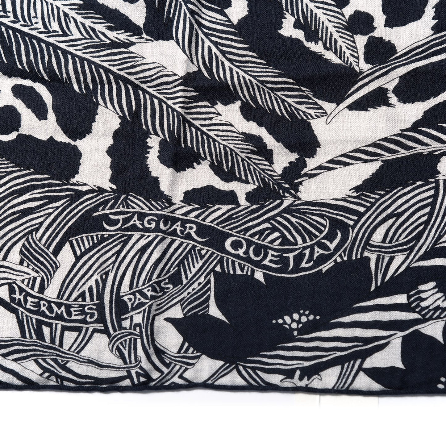 Cashmere Silk Jaguar Quetzal Shawl 140 Gris Chine Bleu Black Gris