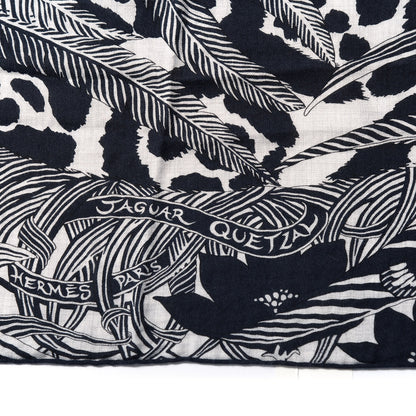 Hermes Cashmere Silk Jaguar Quetzal Shawl 140 Gris Chine Bleu Black Gris 5 of 7