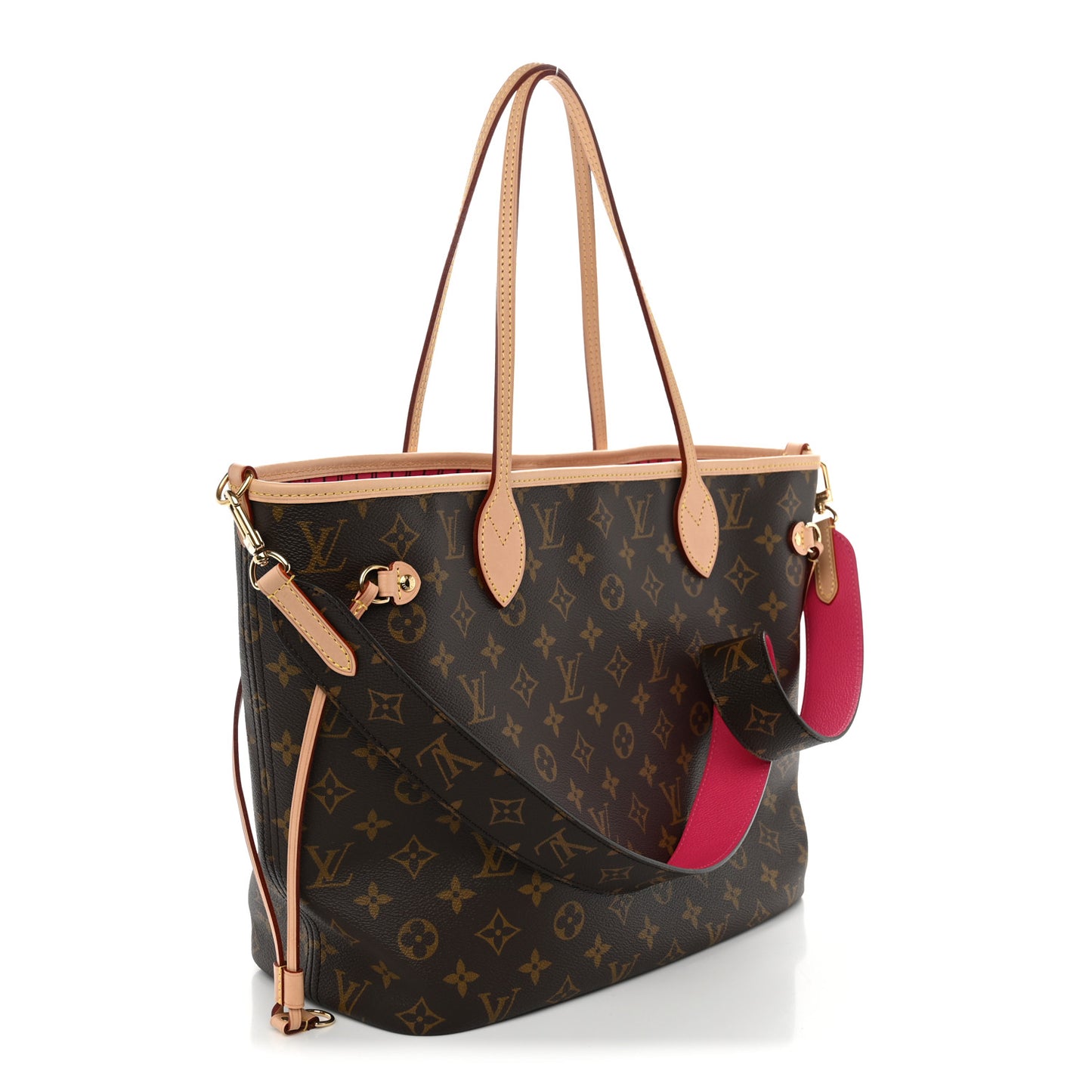 Monogram Inside Out Neverfull Bandouliere MM Rose Pondichery