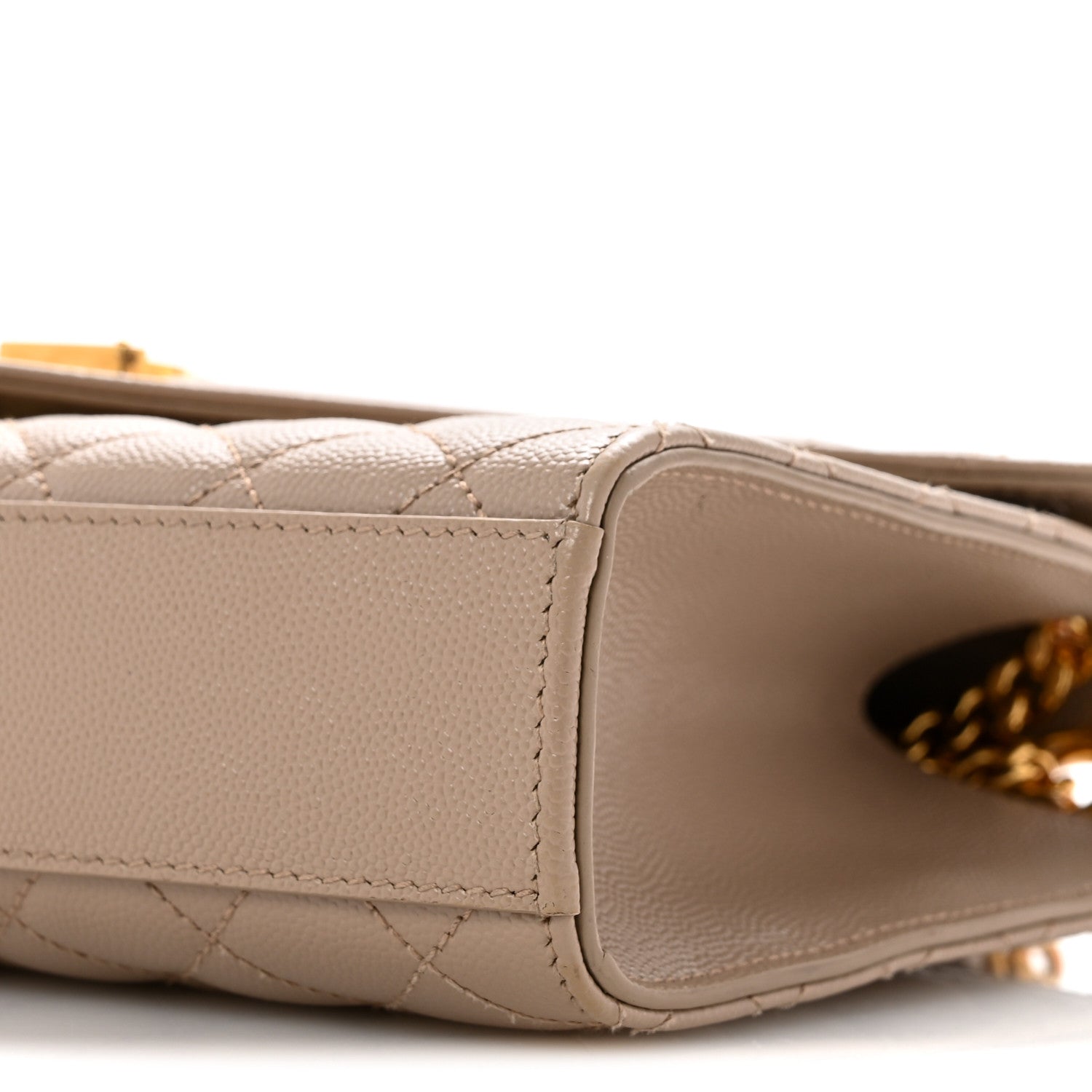 Saint Laurent Grain De Poudre Textured Mixed Matelasse Medium Triquilt Monogram Satchel Dark Beige 10 of 14