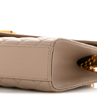 Saint Laurent Grain De Poudre Textured Mixed Matelasse Medium Triquilt Monogram Satchel Dark Beige 10 of 14