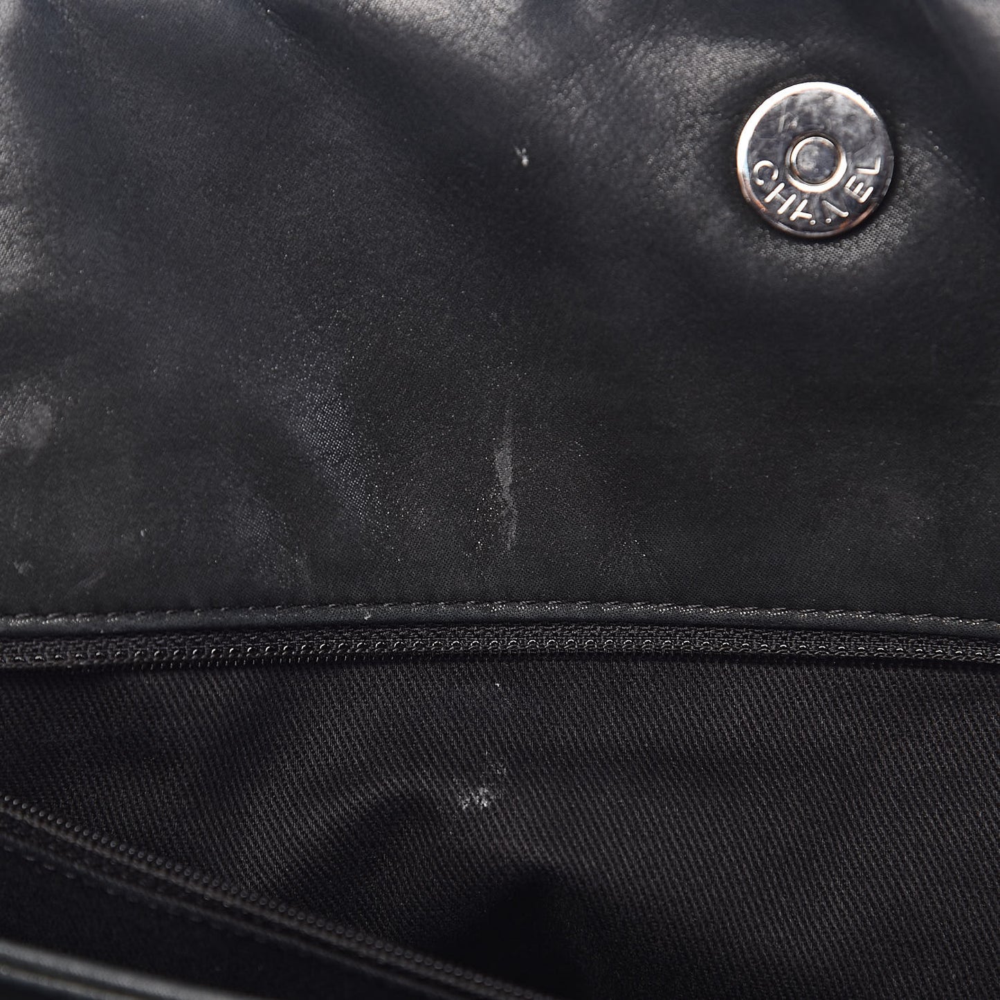 Iridescent Calfskin Extra Large Just Mademoiselle Bowling Bag Black