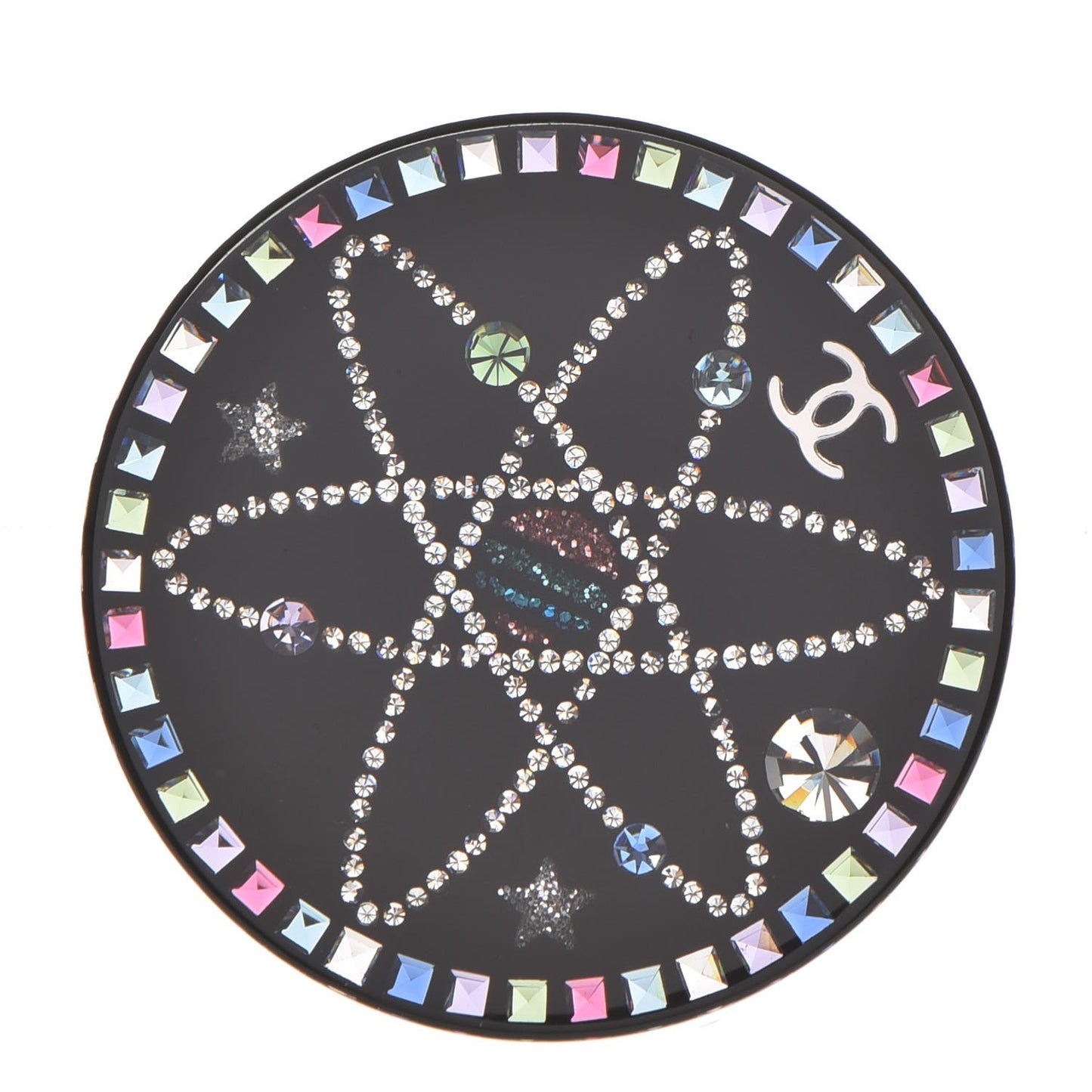 Glittered Resin Strass Brooch Black Pink