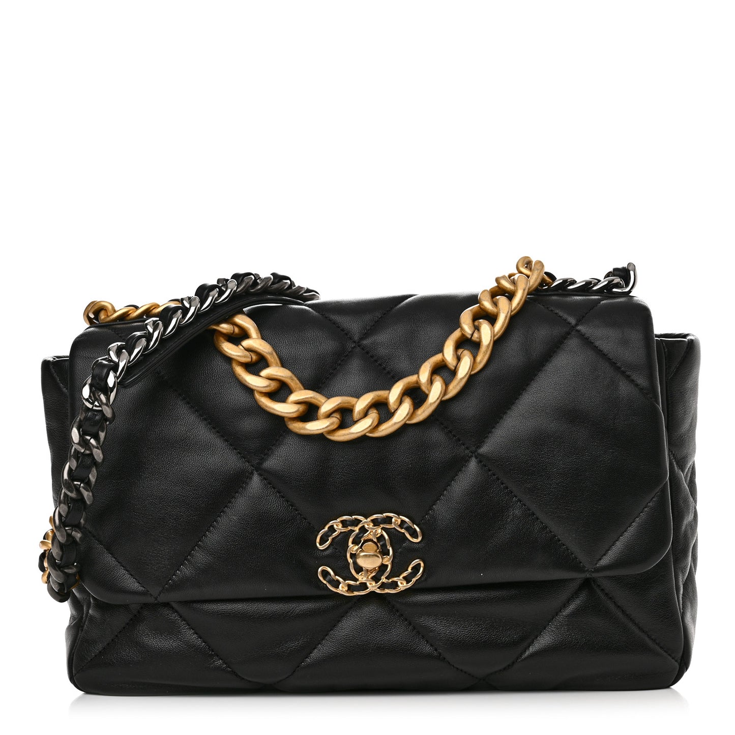 Lambskin Quilted Large Chanel 19 Flap Black