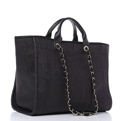 Chanel Woven Straw Raffia Large Deauville Tote Black 3 of 9