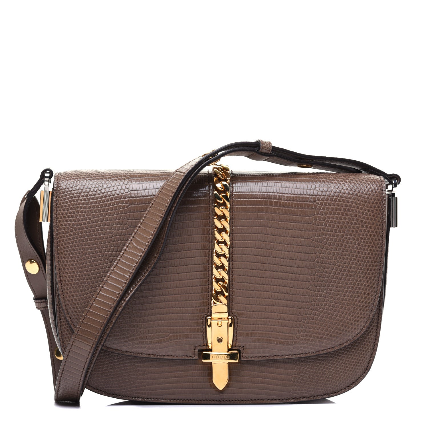 Gucci Lizard Small Sylvie 1969 Messenger Bag Taupe 3 of 18