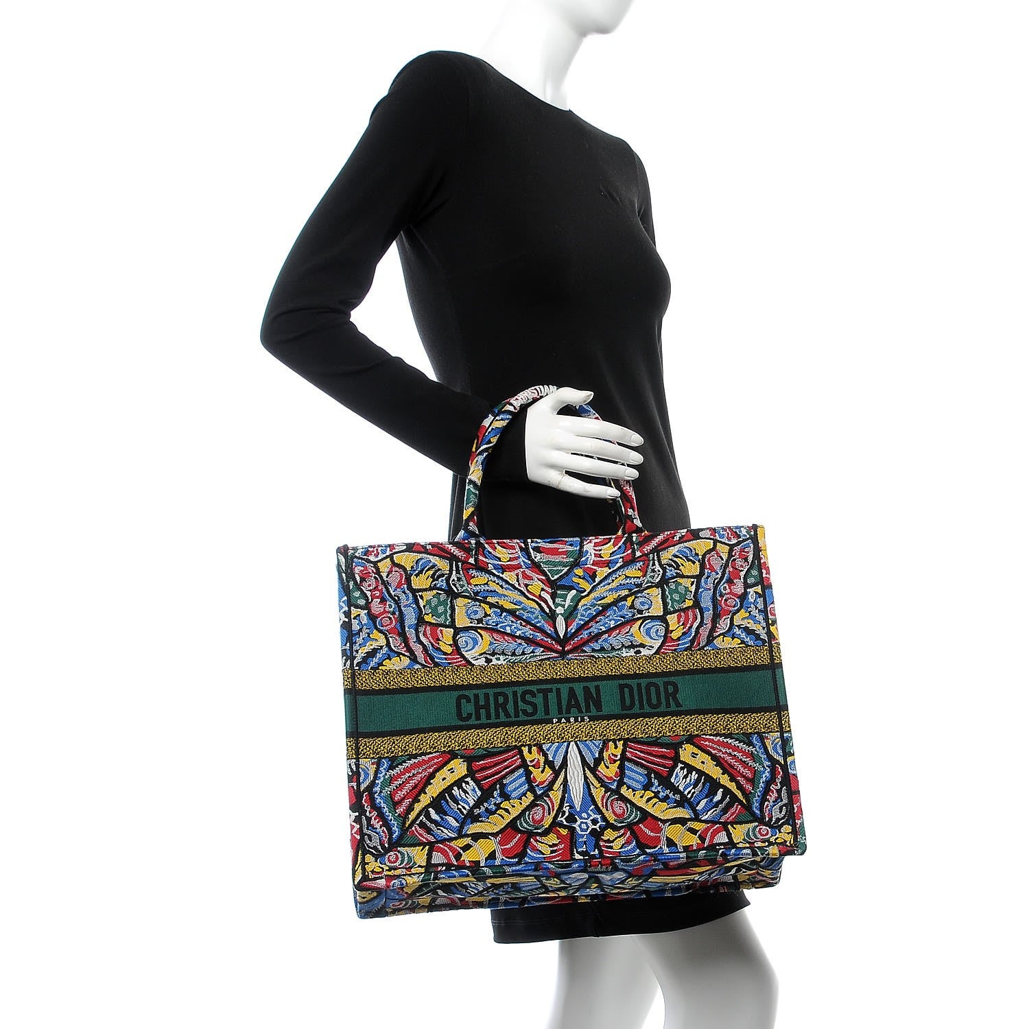Christian Dior Canvas Embroidered Butterfly Book Tote Multicolor 2 of 7