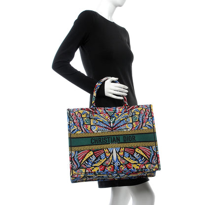 Christian Dior Canvas Embroidered Butterfly Book Tote Multicolor 2 of 7