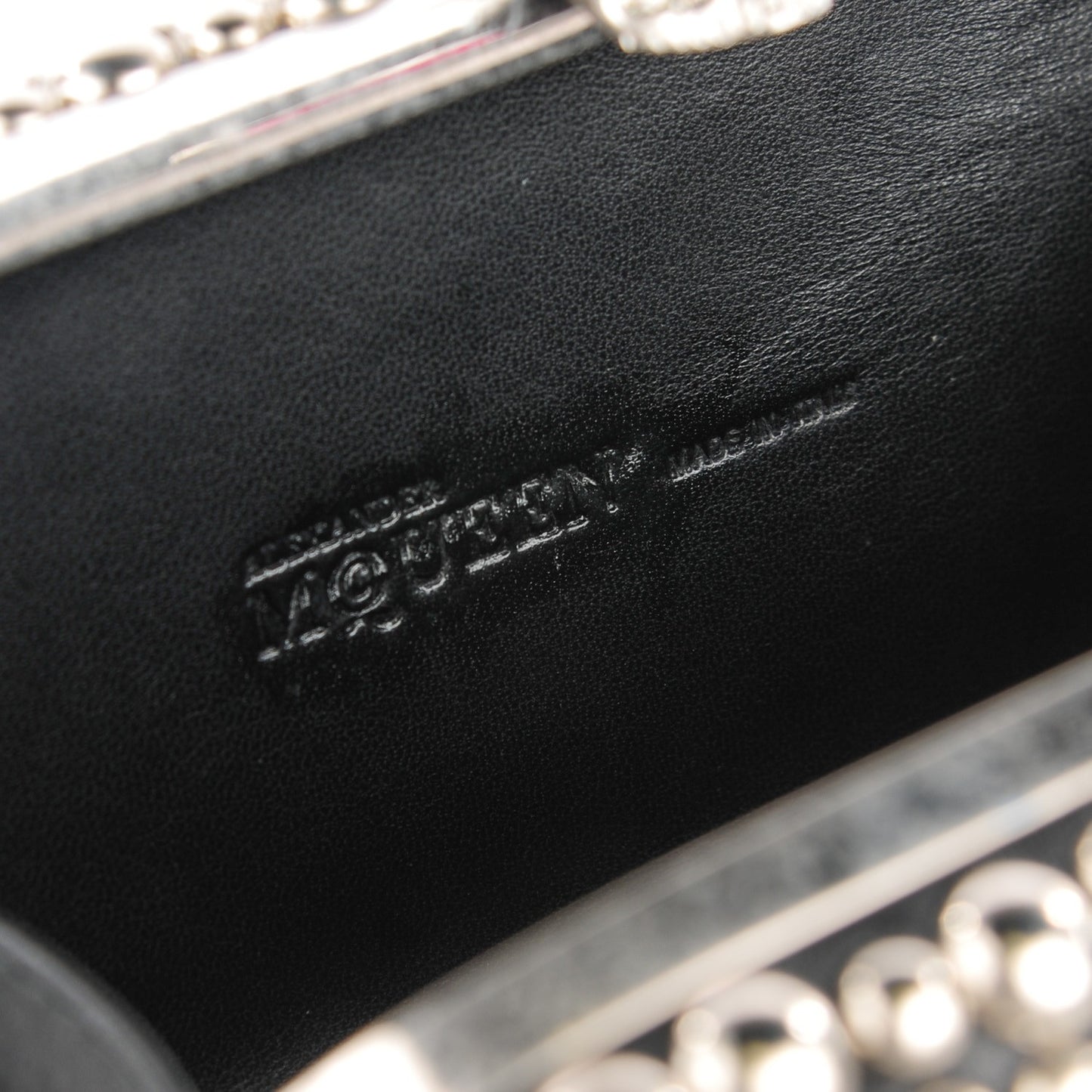 Nappa Studded Skull Box Clutch Black