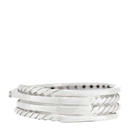 David Yurman Sterling Silver Diamond 6.8mm Crossover Ring 53 6.5 3 of 4