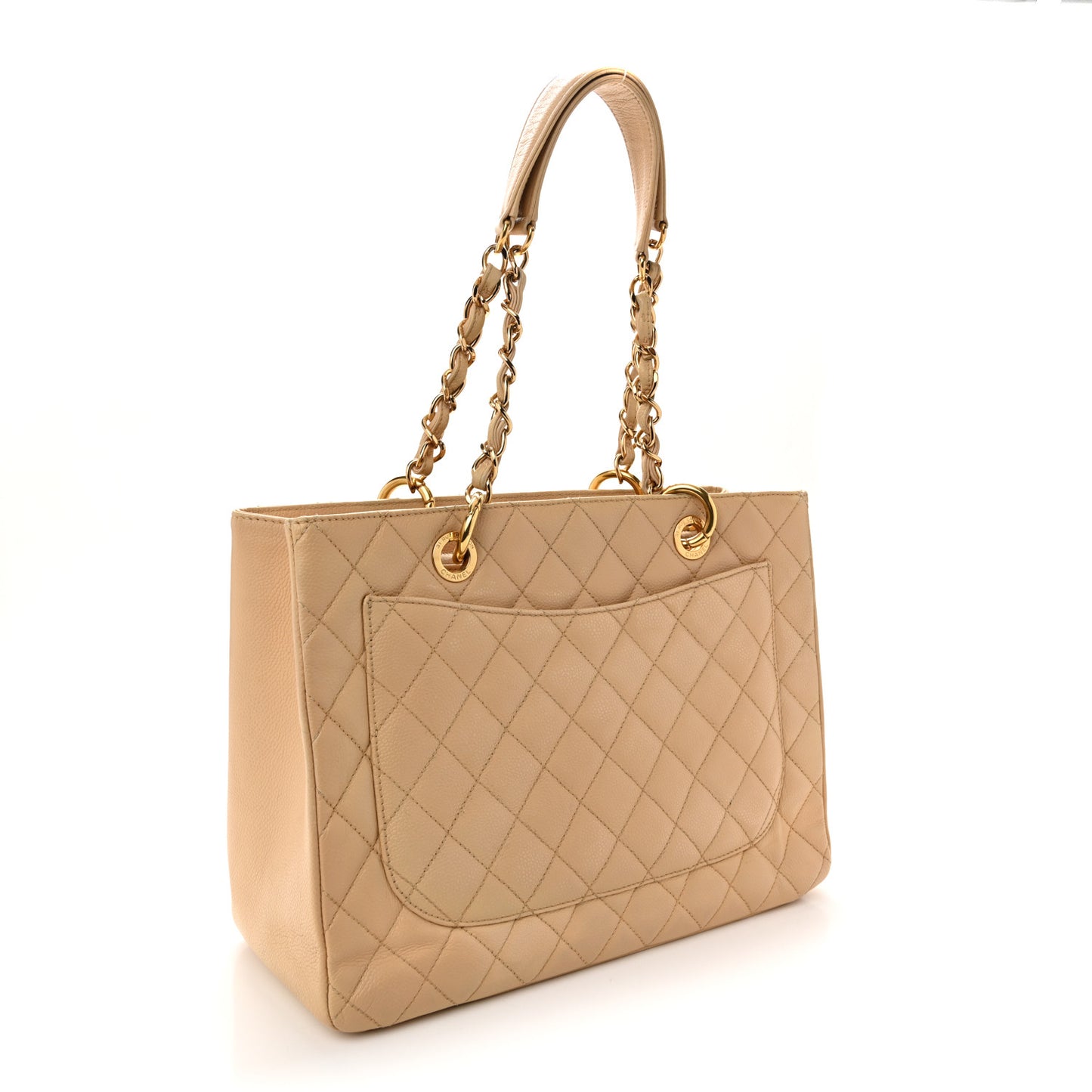 Caviar Quilted Grand Shopping Tote GST Beige Clair