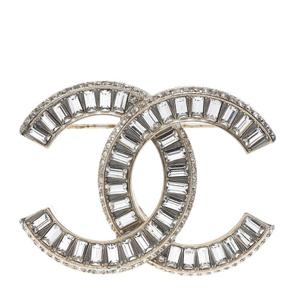 Chanel Baguette Crystal CC Brooch Gold 1 of 5