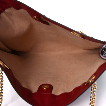 Gucci Tweed GG Monogram Large Rajah Chain Tote Romantic Cherry Black White 6 of 11