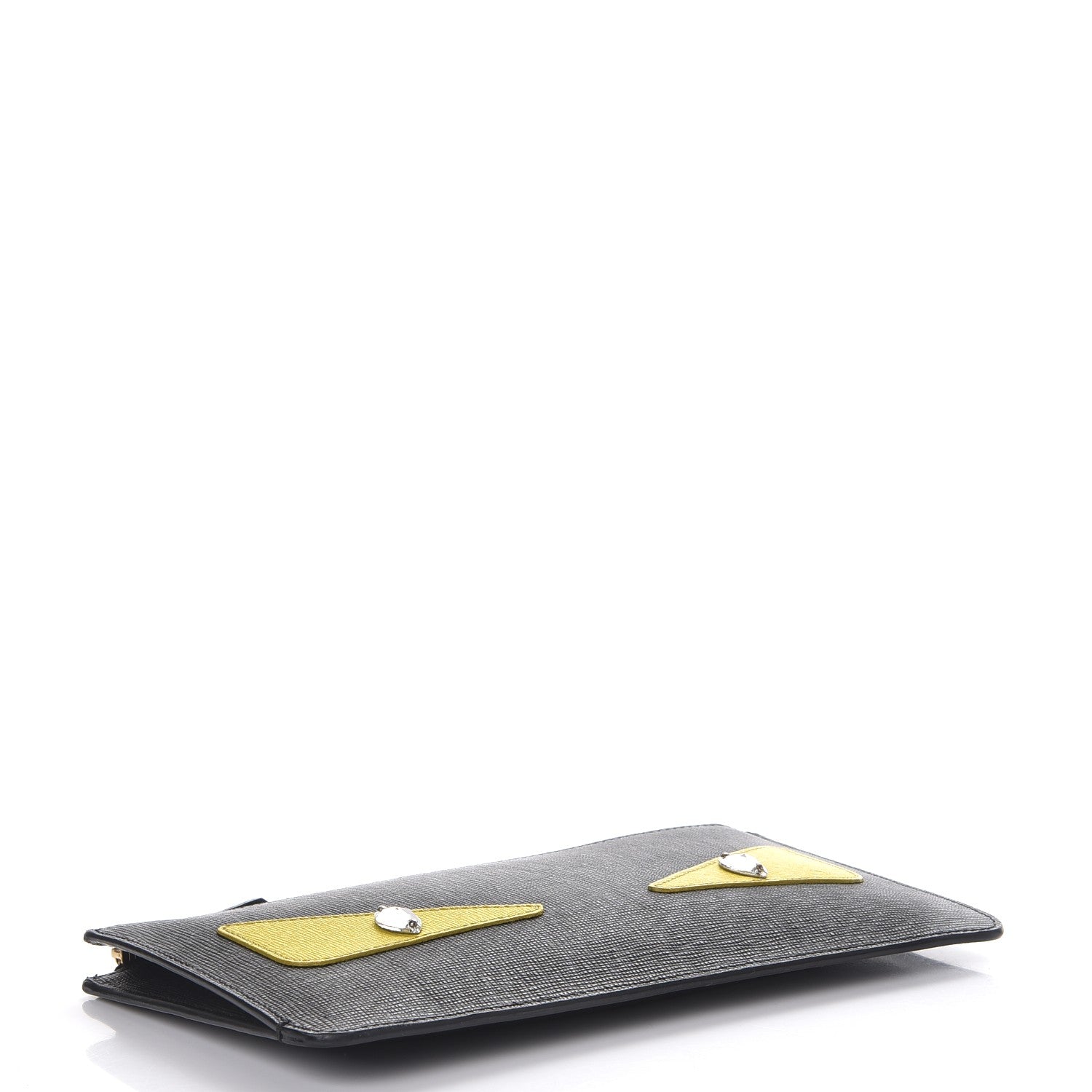 Fendi Vitello Elite Crystal Monster Eyes Zip Pouch Black Cedro 4 of 8