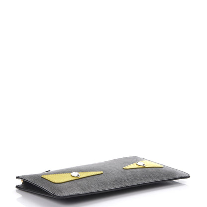 Fendi Vitello Elite Crystal Monster Eyes Zip Pouch Black Cedro 4 of 8