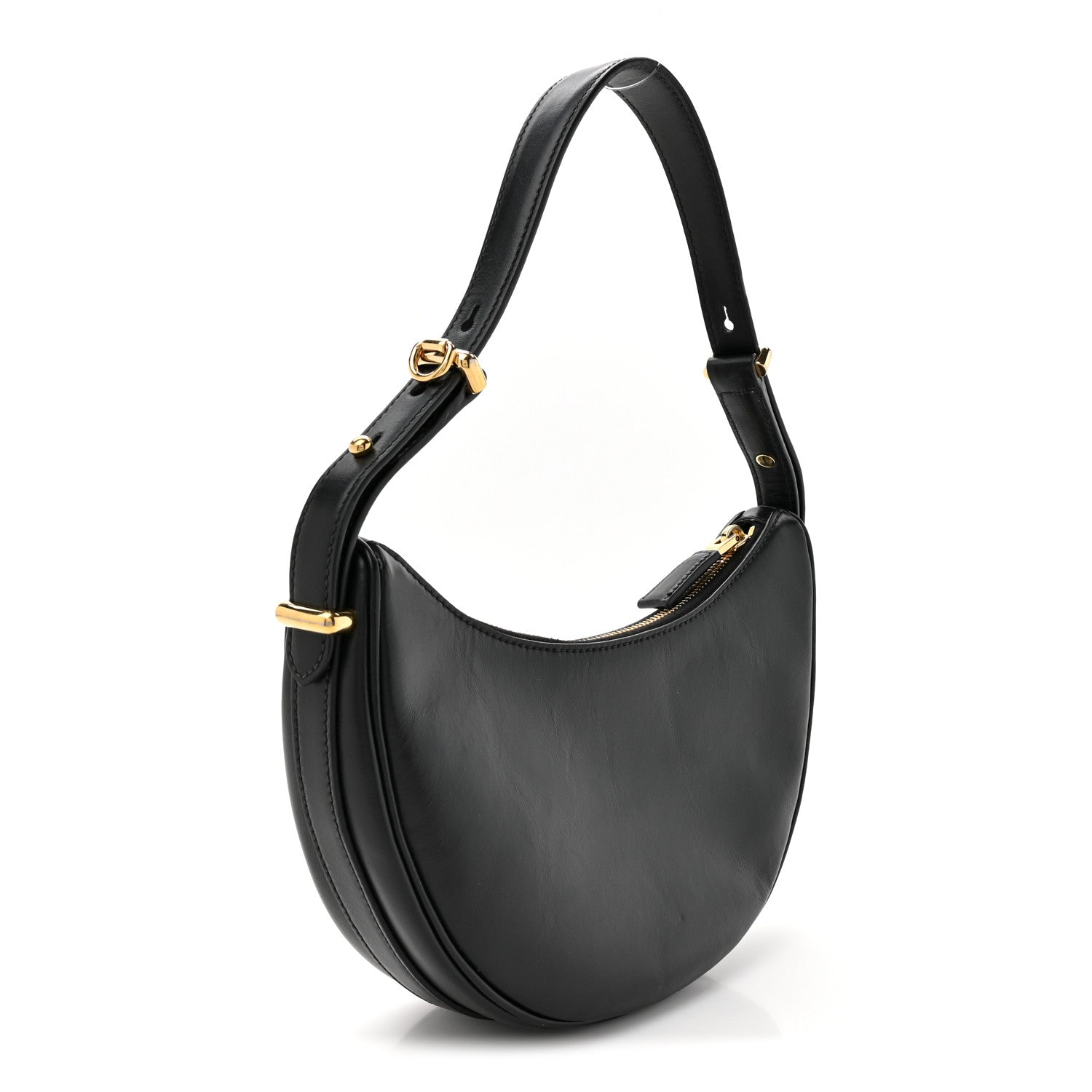 Prada Soft Calfskin Arque Shoulder Bag Black 2 of 10