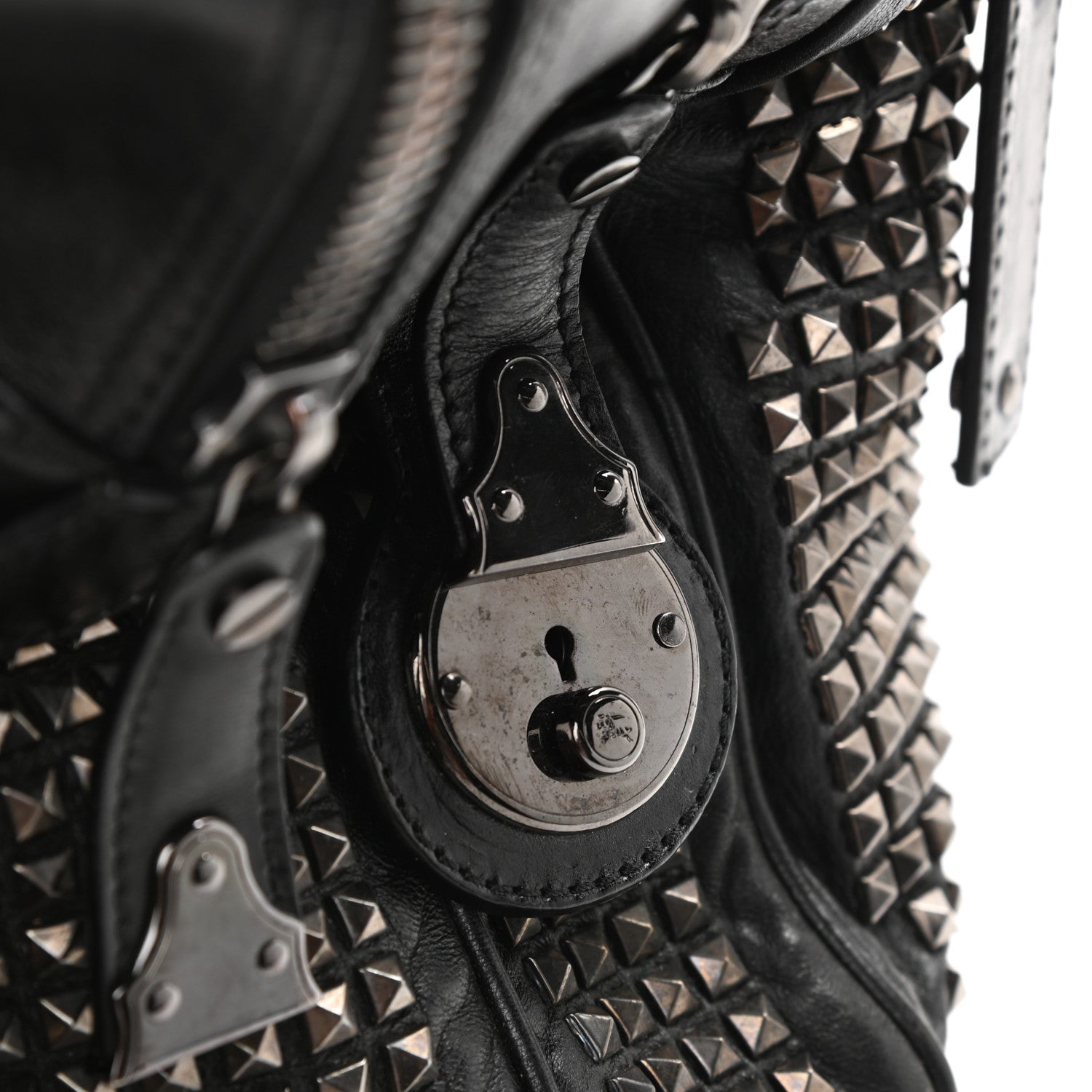 Burberry Prorsum Calfskin Studded Knight Satchel Black 15 of 15