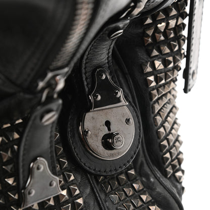 Burberry Prorsum Calfskin Studded Knight Satchel Black 15 of 15