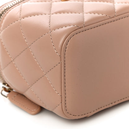 Chanel Lambskin Quilted Top Handle Mini Vanity Case With Chain Beige 10 of 11