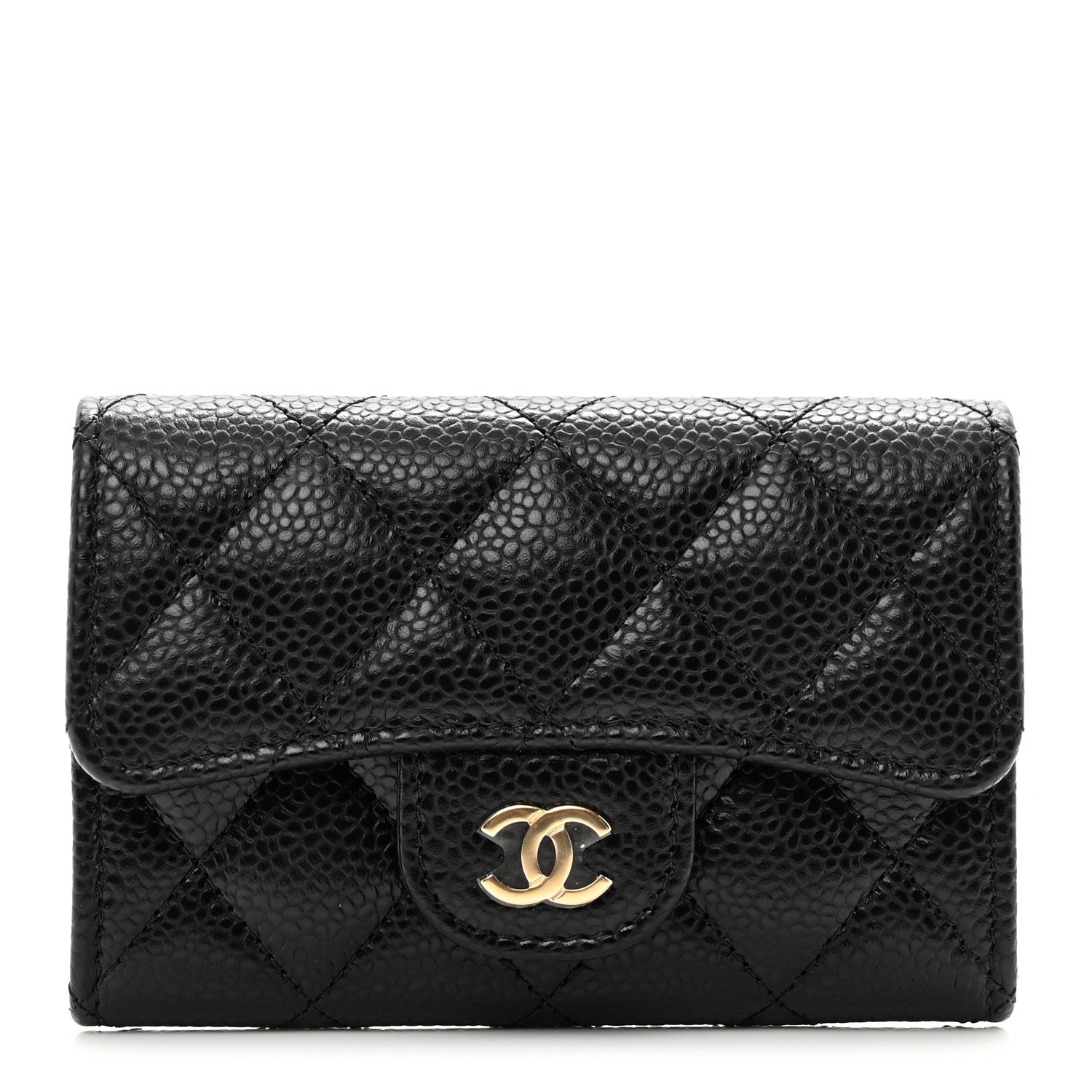 Chanel Caviar Quilted Flap Card Holder Wallet Black 1 of 9