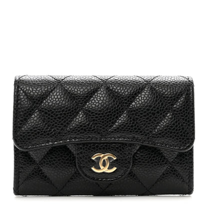 Chanel Caviar Quilted Flap Card Holder Wallet Black 1 of 9