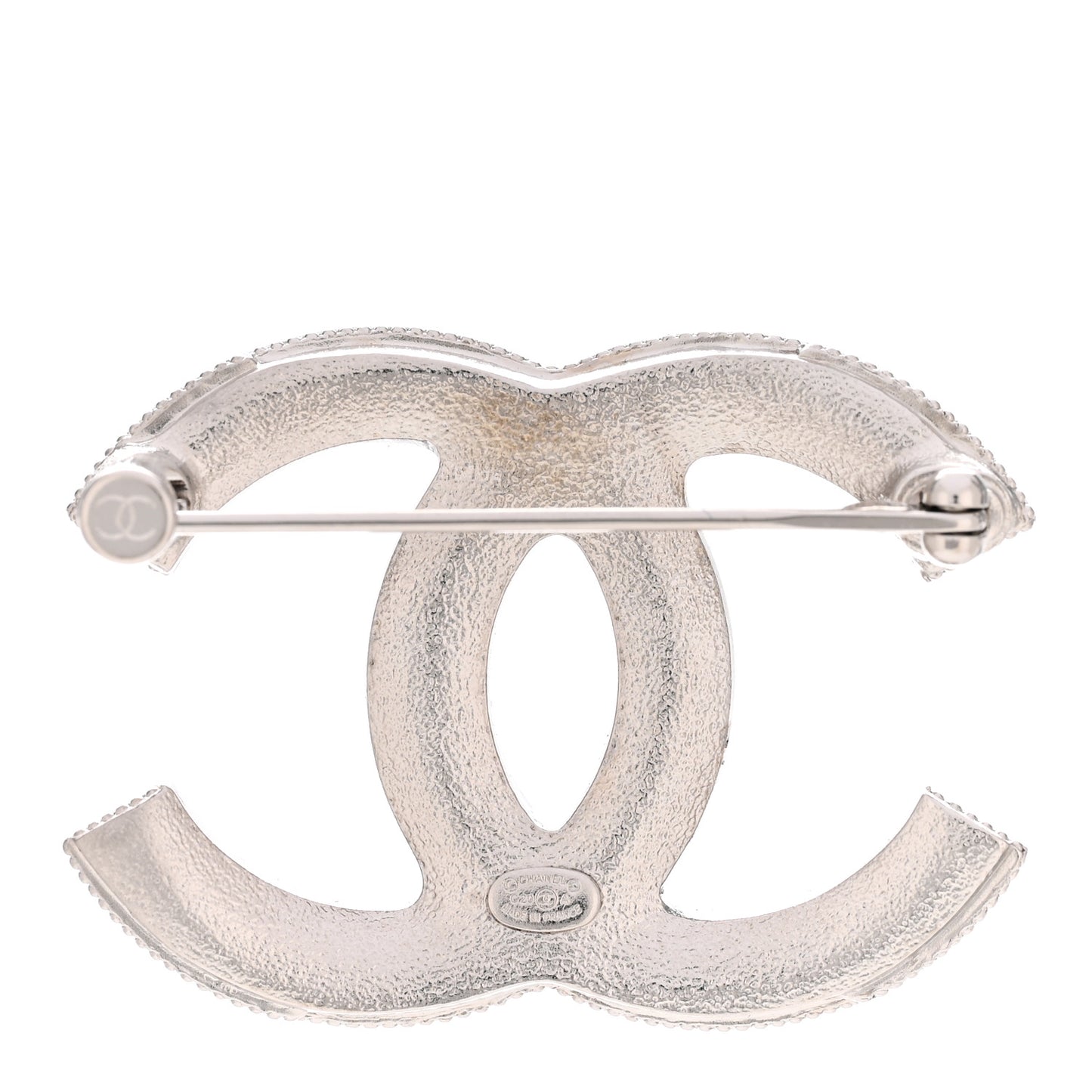 Baguette Crystal CC Brooch Silver
