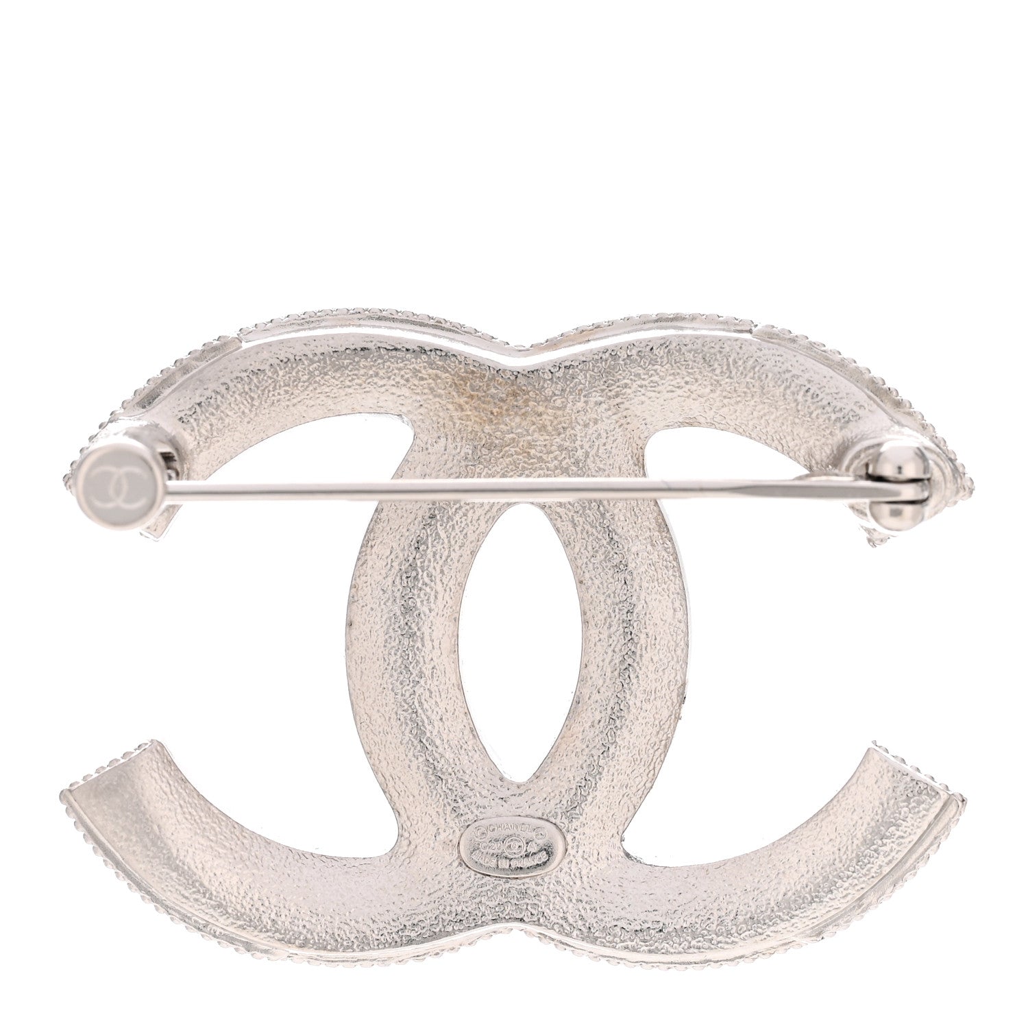 Chanel Baguette Crystal CC Brooch Silver 3 of 5