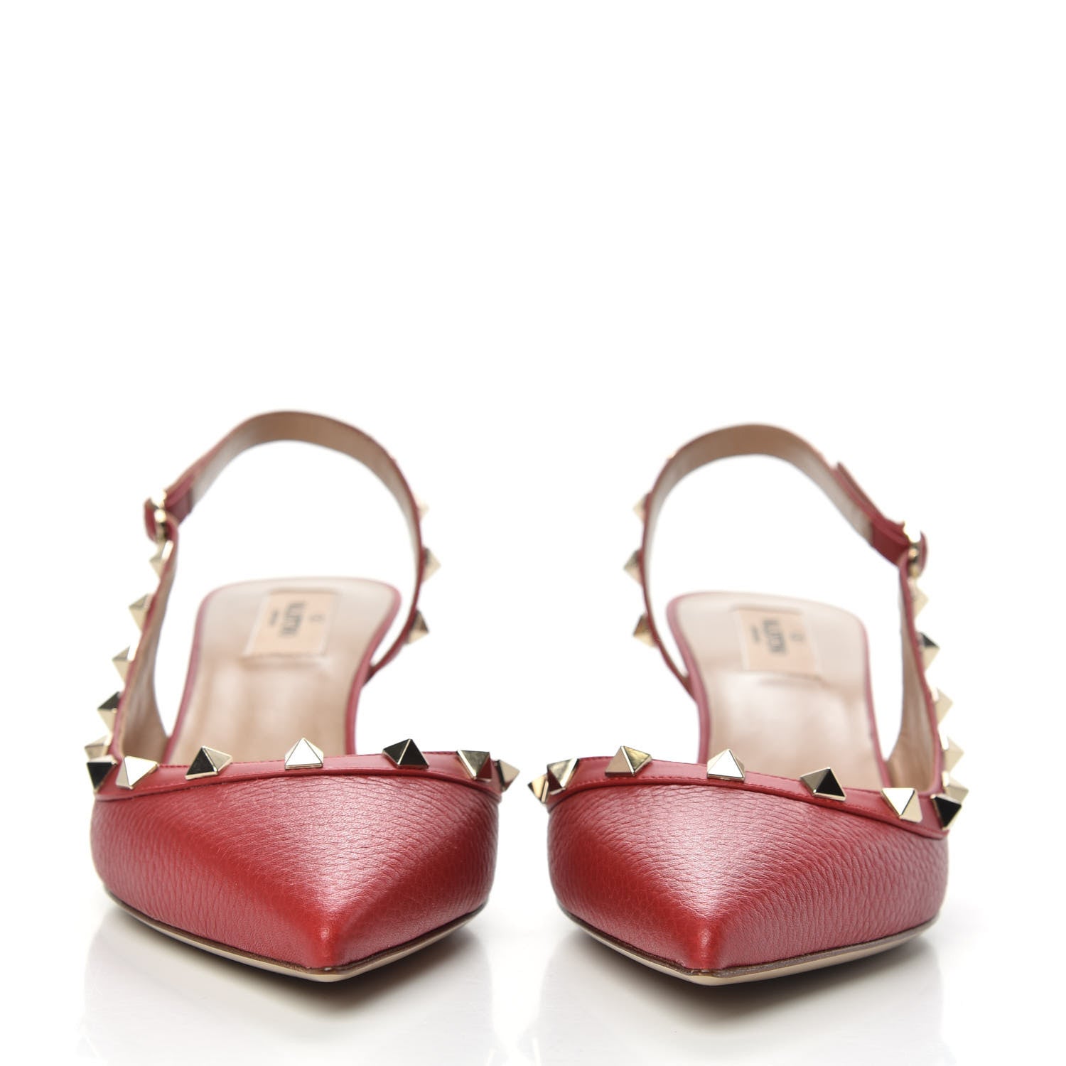 Valentino Garavani Pebbled Calfskin Rockstud Half D'Orsay Slingback 50mm Pumps 39.5 Rosso Valentino 2 of 9