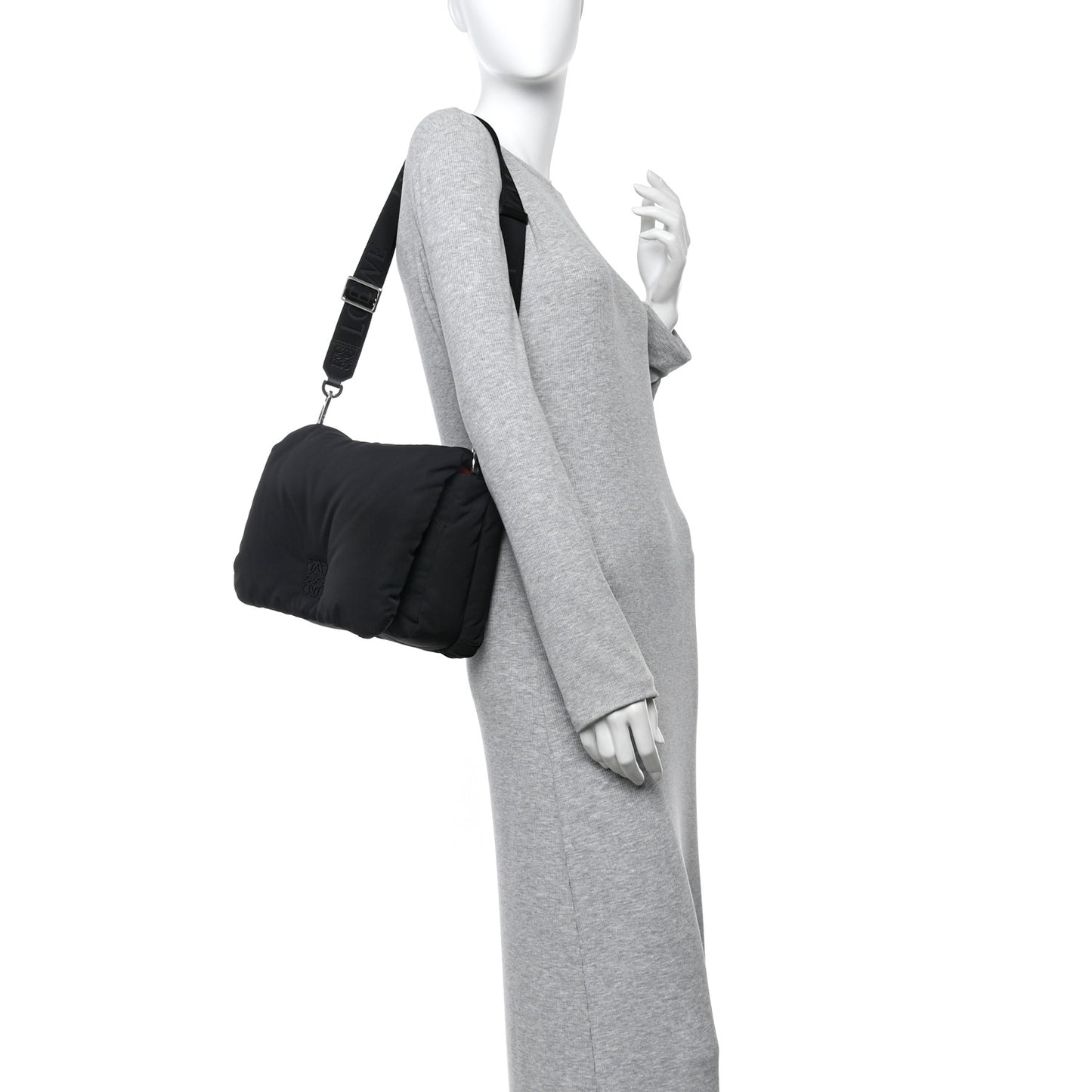 Nylon Medium Goya Puffer Bag Black