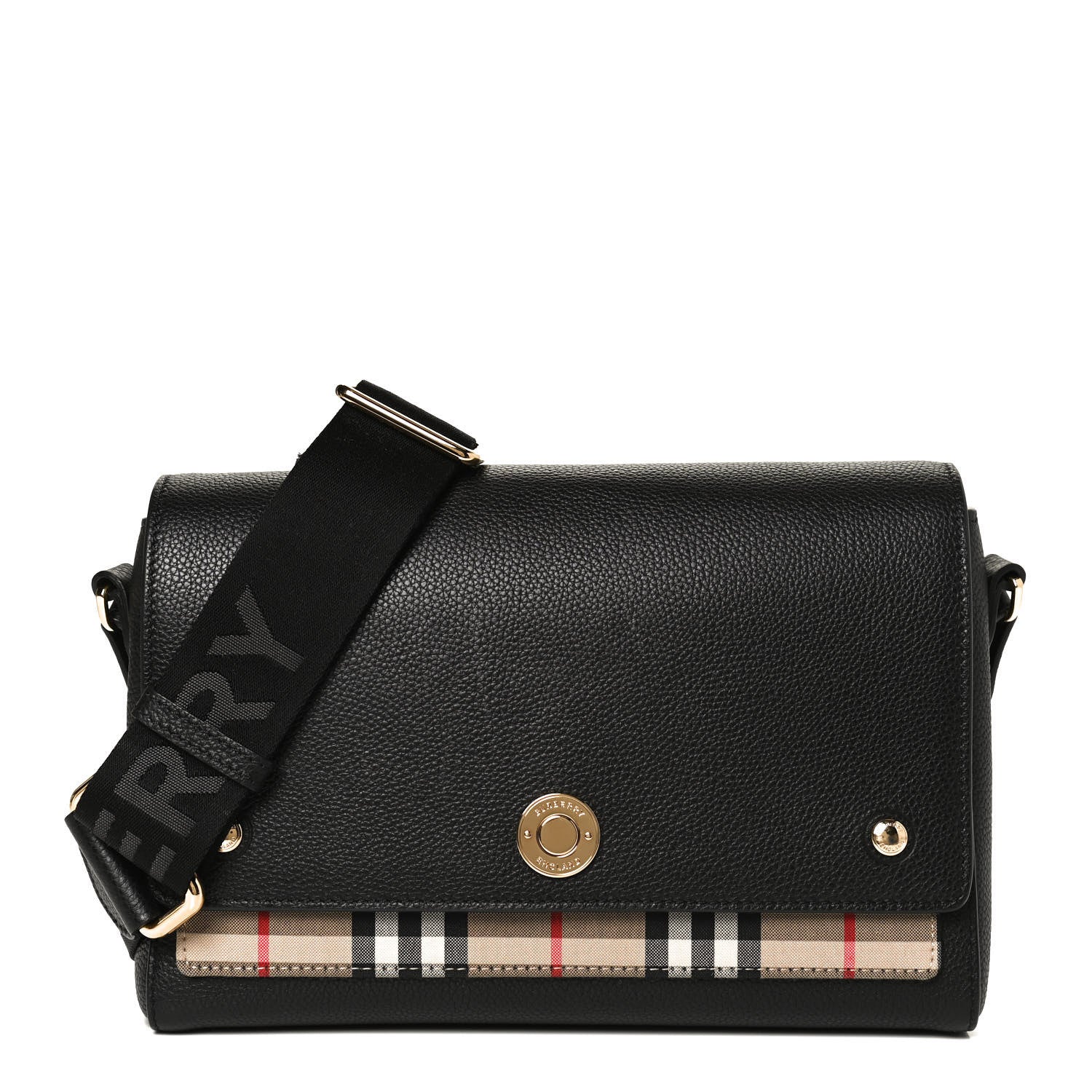 Burberry Grainy Calfskin Vintage Check Note Crossbody Bag Black 1 of 27