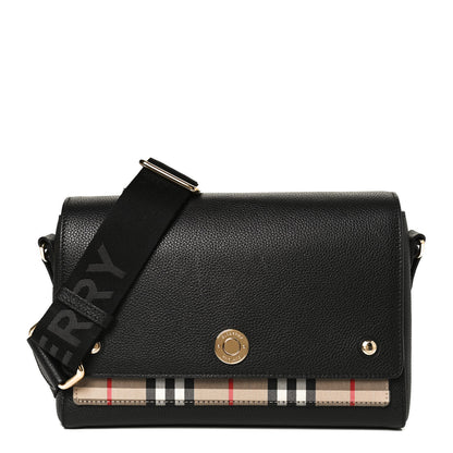 Burberry Grainy Calfskin Vintage Check Note Crossbody Bag Black 1 of 27