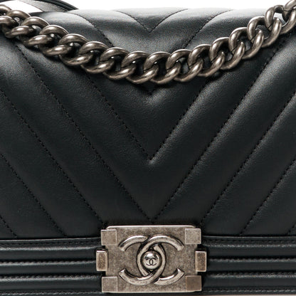 Chanel Lambskin Chevron Quilted Medium Boy Flap Black 8 of 10