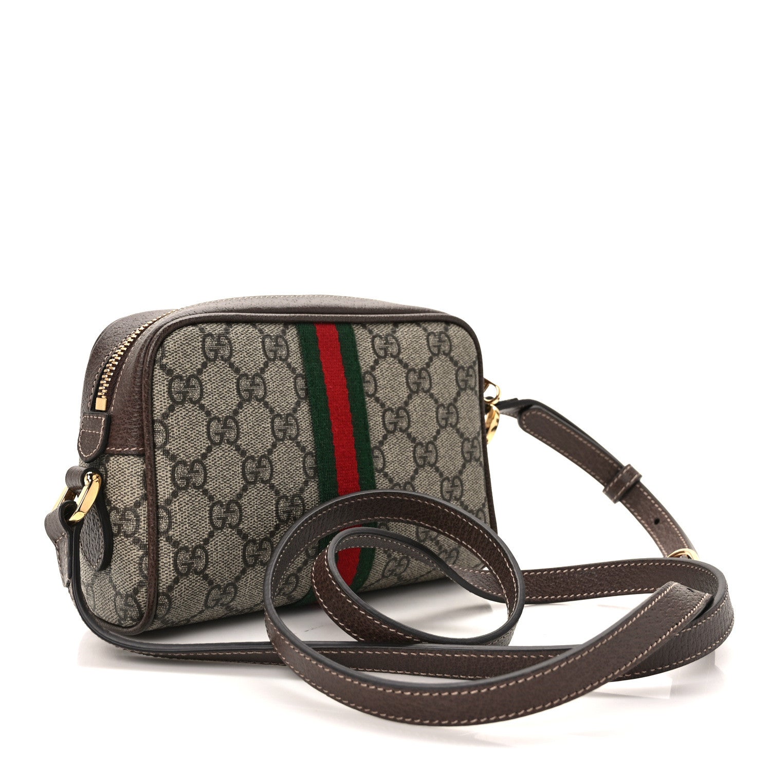 Gucci GG Supreme Monogram Web Mini Ophidia Shoulder Bag Brown 2 of 12