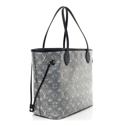 Louis Vuitton Monoglam Neverfull MM Blue 3 of 11