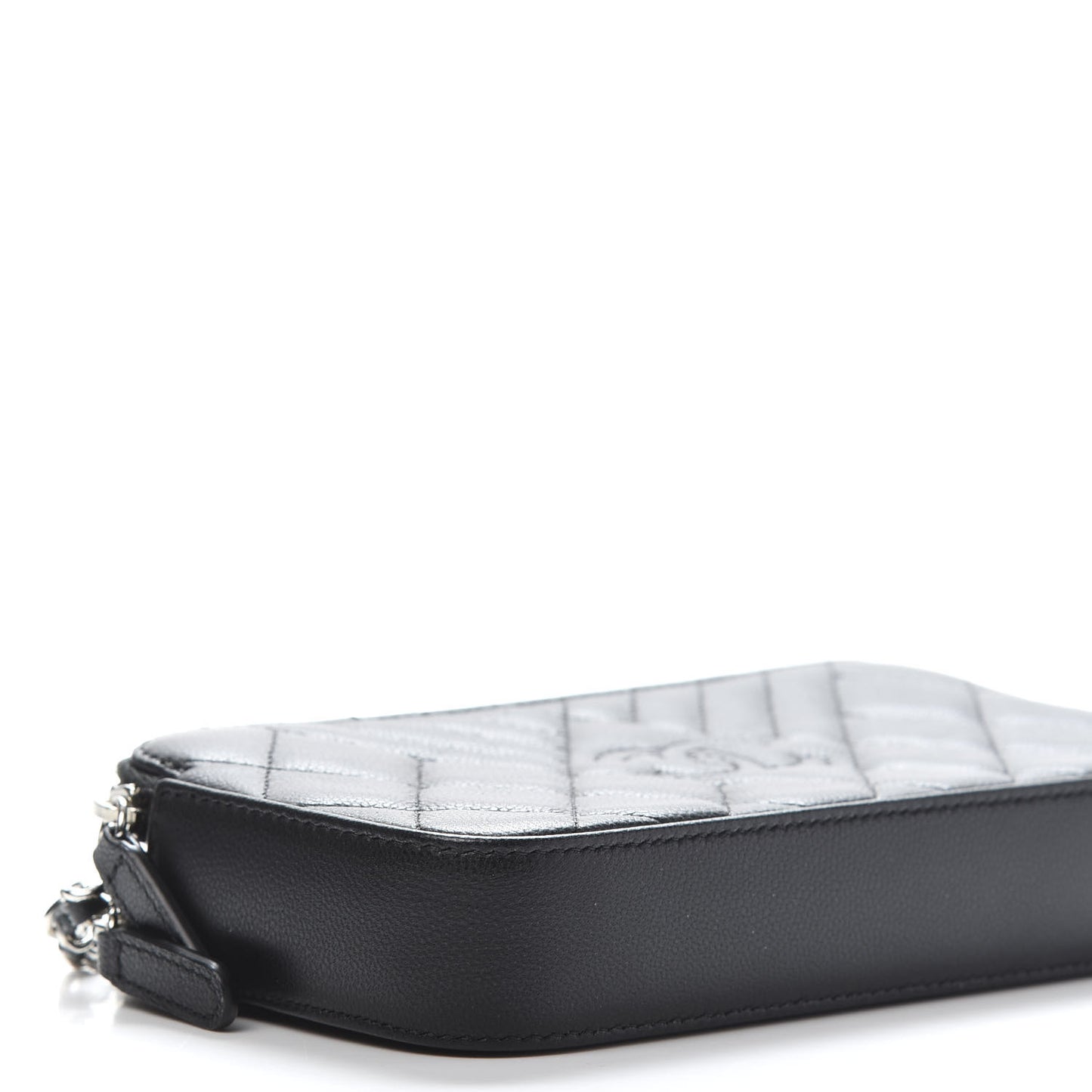 Caviar Quilted Diamond Small CC Duo Clutch With Chain Black