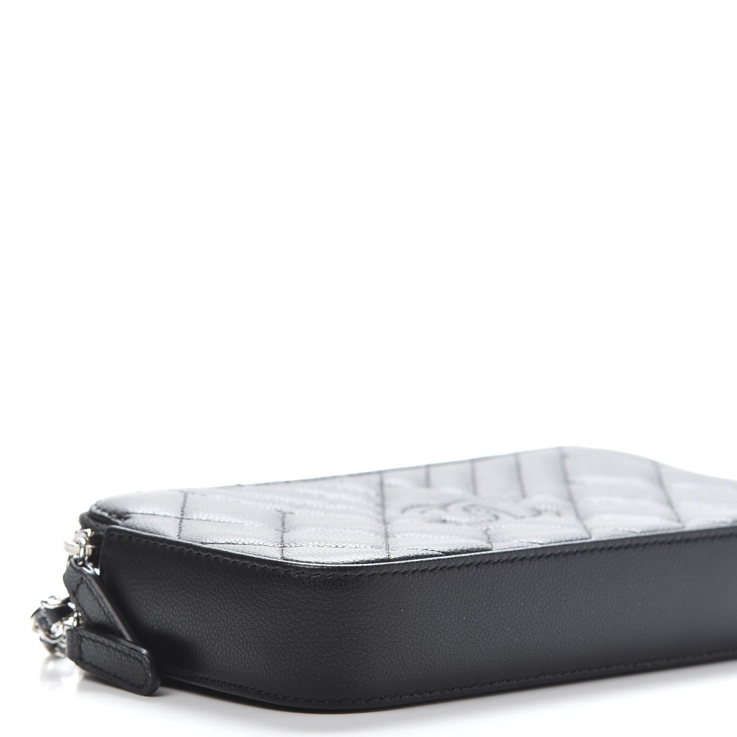 Chanel Caviar Quilted Diamond Small CC Duo Clutch With Chain Black 9 of 12