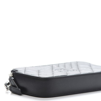Chanel Caviar Quilted Diamond Small CC Duo Clutch With Chain Black 9 of 12