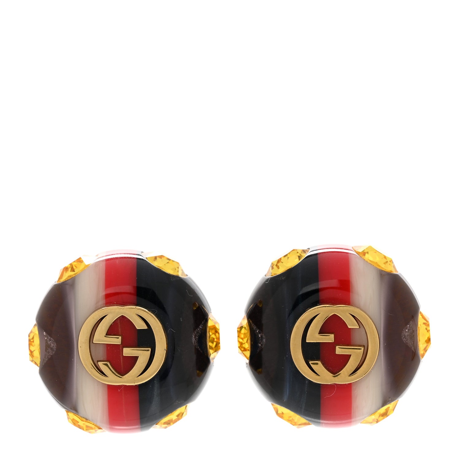Gucci Resin Strass Vintage Web Stud Earrings Blue Red 1 of 6