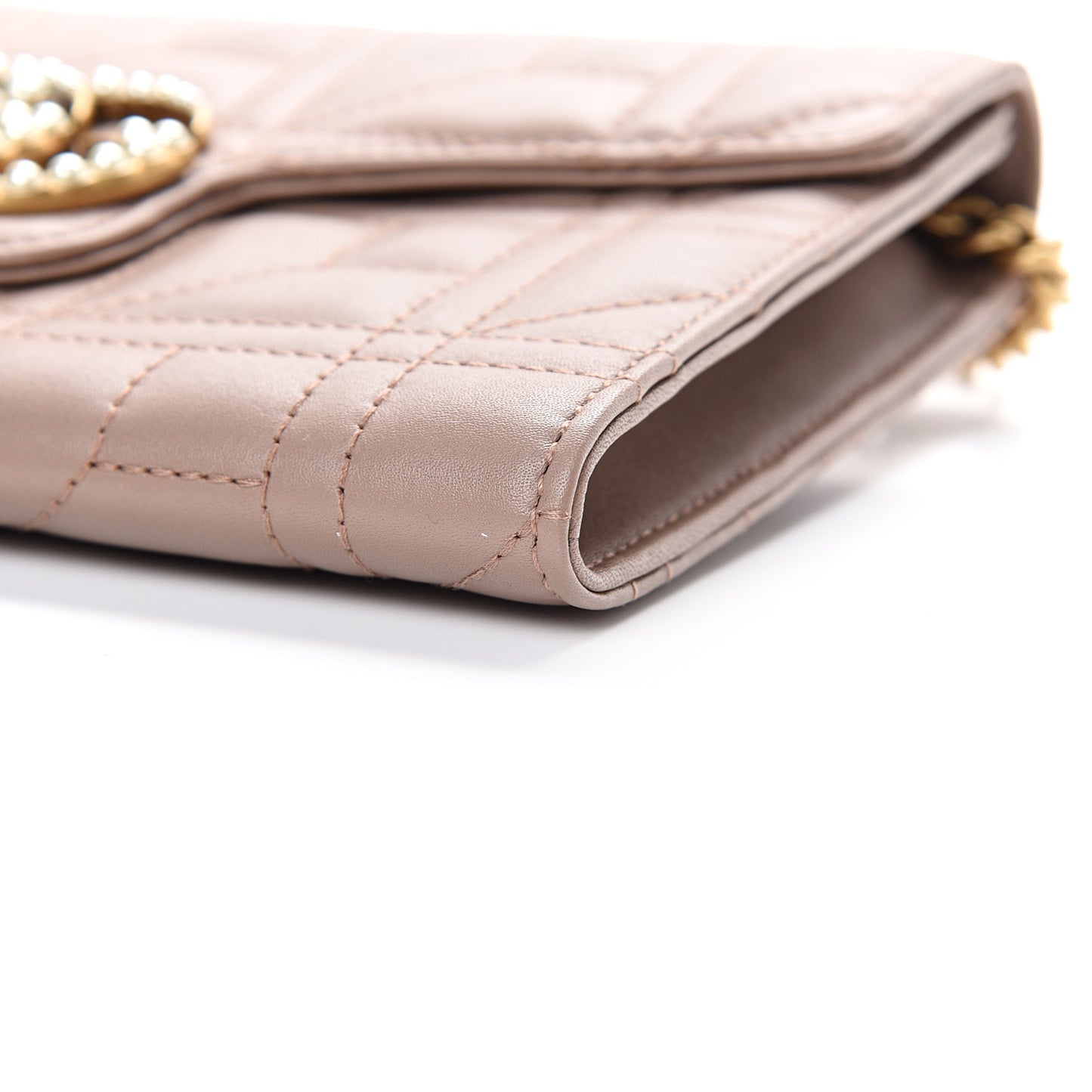 Calfskin Matelasse Mini Pearly GG Marmont Chain Wallet Porcelain Rose
