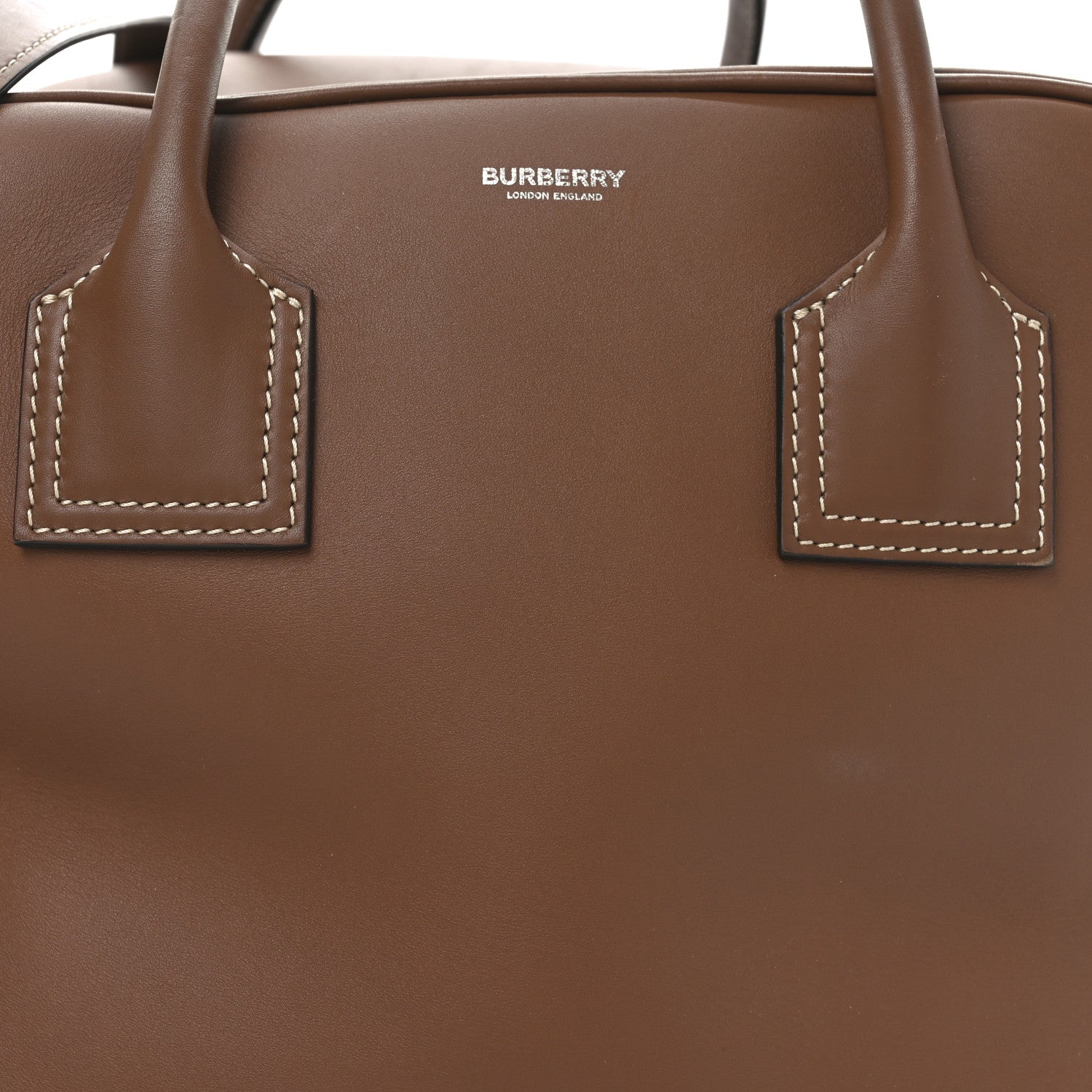 Burberry Smooth Calfskin Medium Cube Bowling Bag Malt Brown 7 of 9