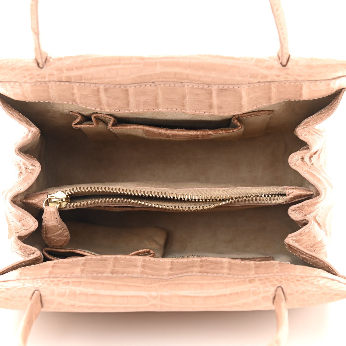 Crocodile Double Handle Satchel Beige