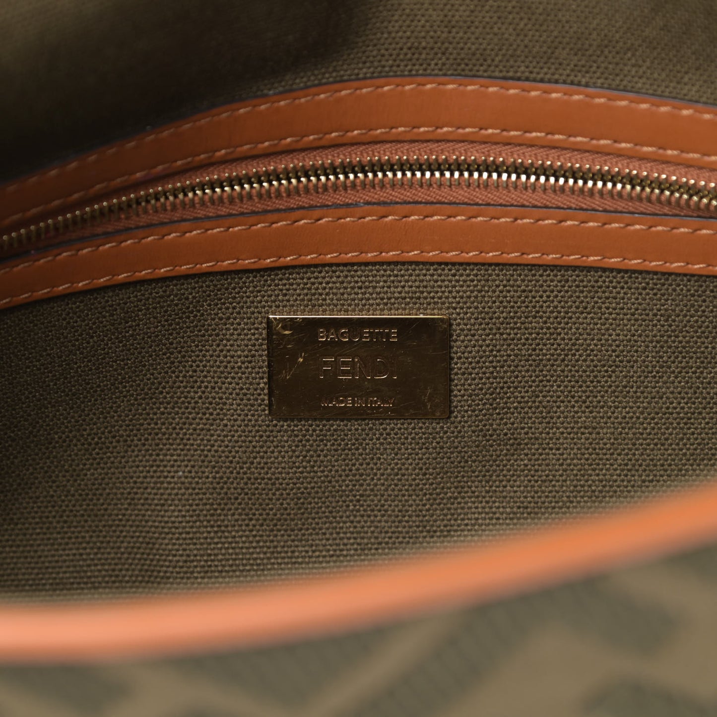 Canvas Vitello King FF Embroidered Baguette Amazzonia Cuoio