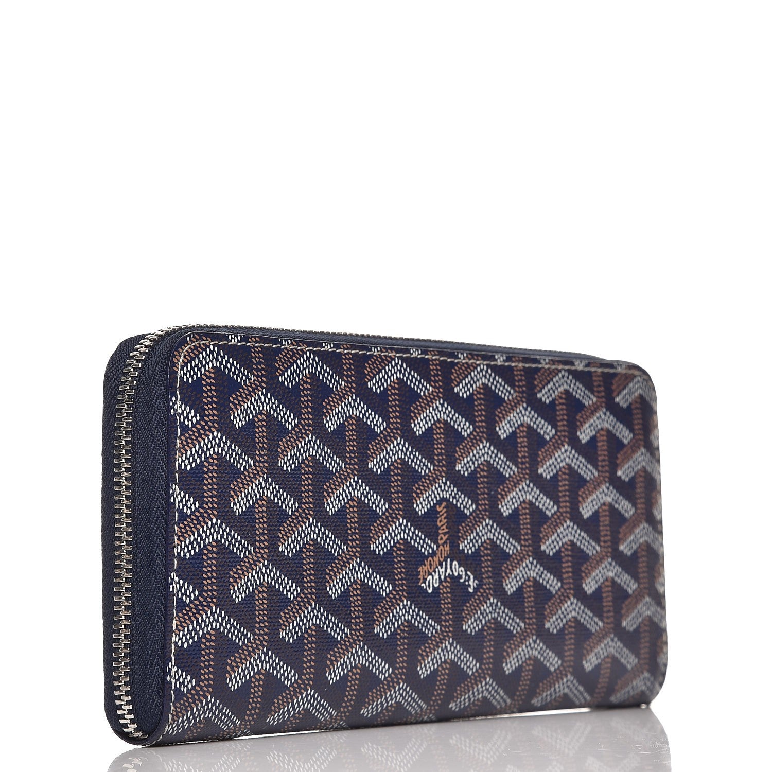 Goyard Goyardine Matignon Zip Around GM Wallet Navy 3 of 9