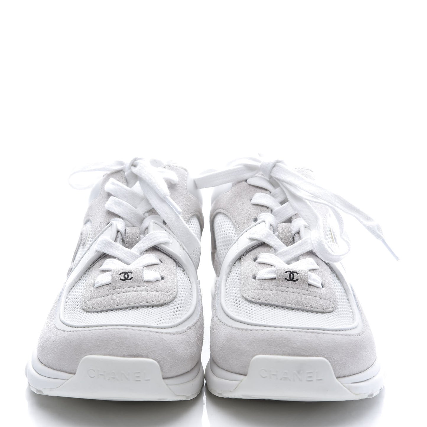 Suede Calfskin Fabric CC Sneakers 39 White