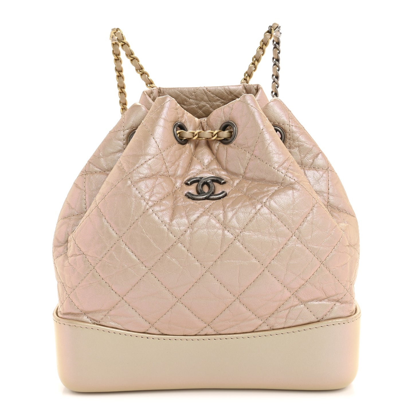 Iridescent Lambskin Calfskin Small Quilted Gabrielle Backpack Light Pink