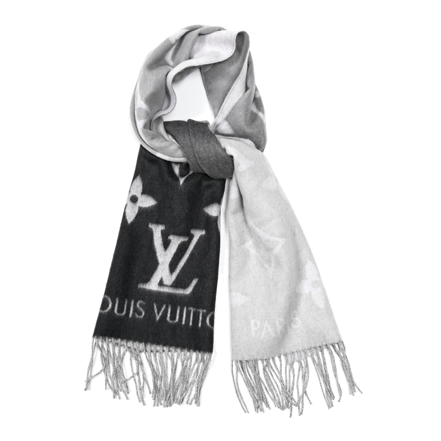 Louis Vuitton Cashmere Monogram Reykjavik Scarf Black 1 of 5