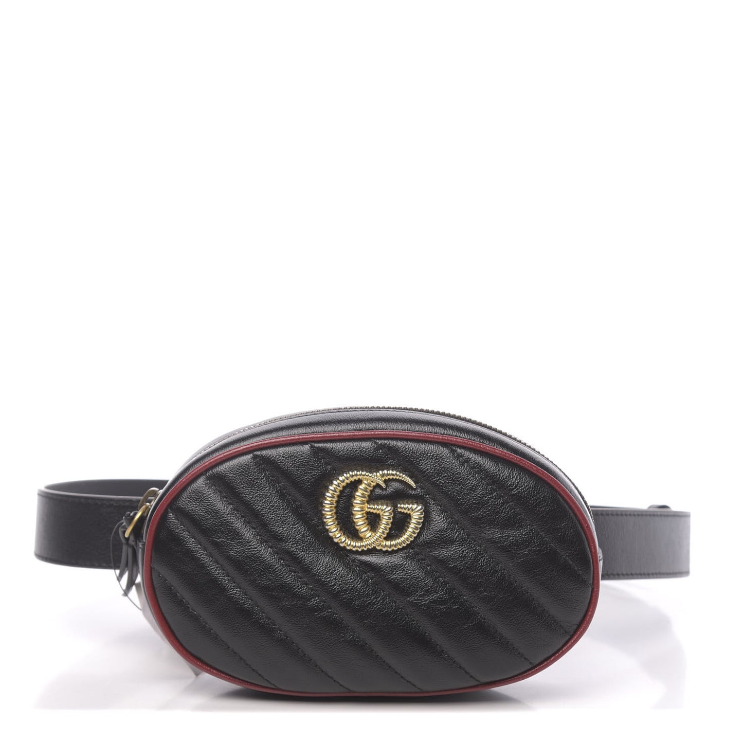 Azalea Calfskin Matelasse Diagonal Torchon GG Marmont Belt Bag 75 30 Black Romantic Cerise